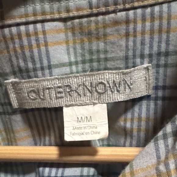 Outerknown Men's Plaid Shirt - Blue and White - Picture 2 of 4